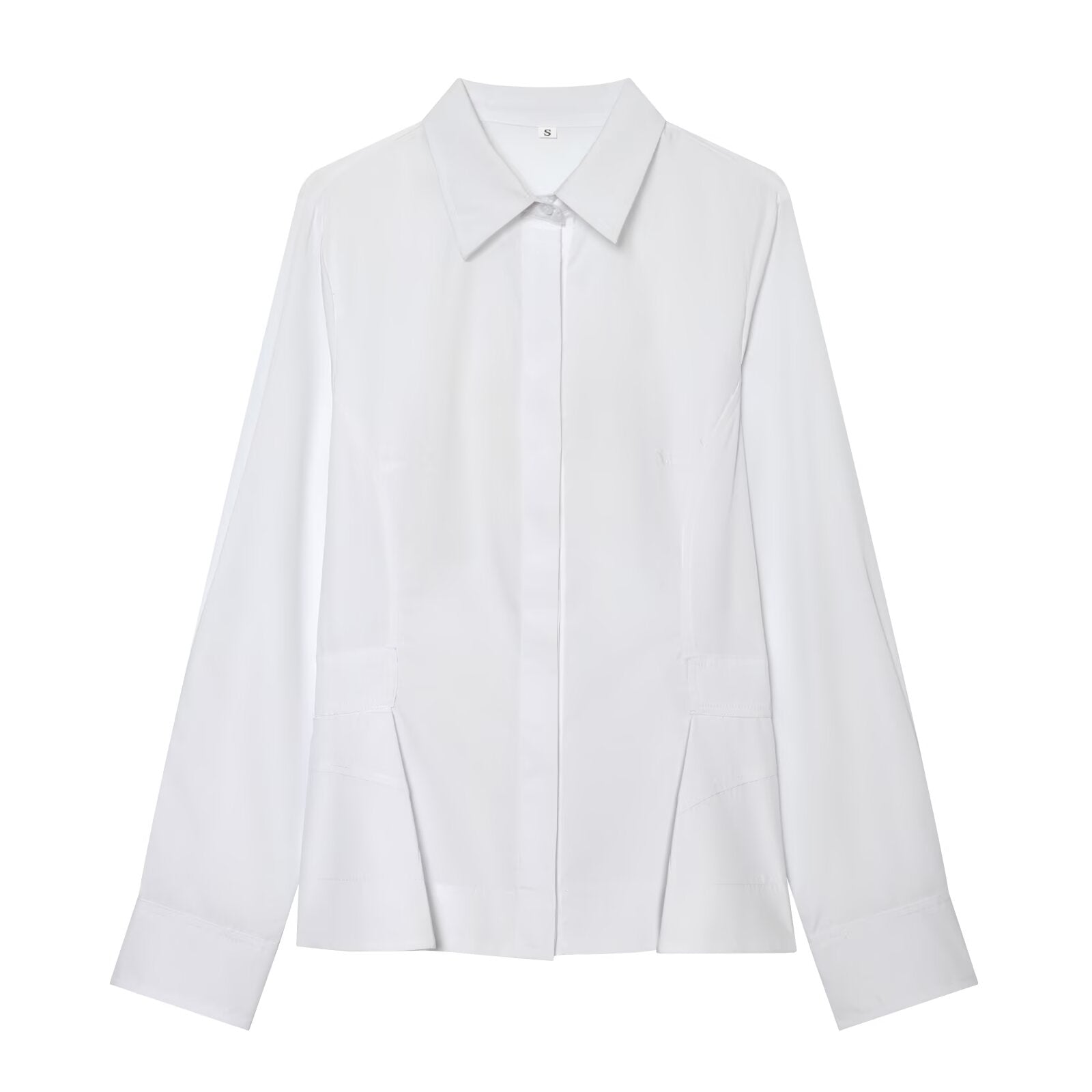 Women's short skirt style hemline poplin shirt
