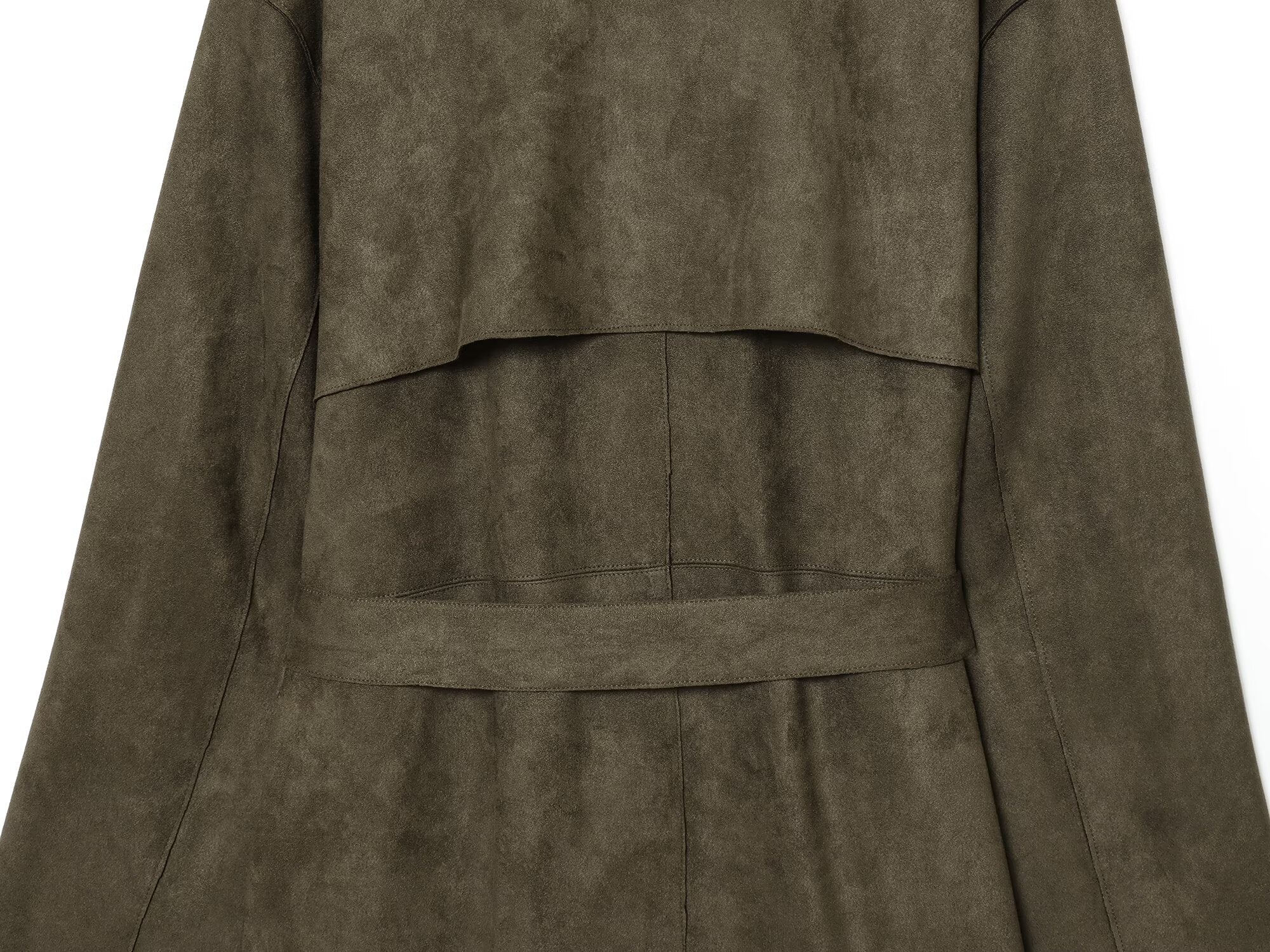 Women's new fashion with Belt long style suede effect windbreaker Coat