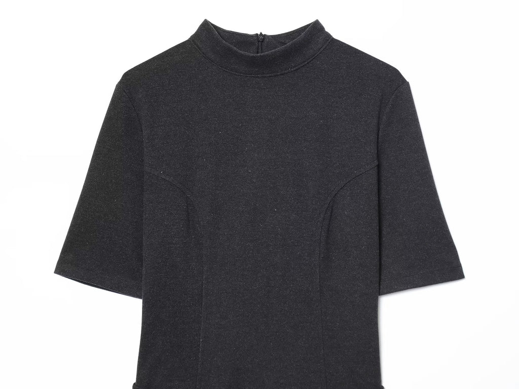 Women's With Belt Soft Texture Short Sleeve Dress