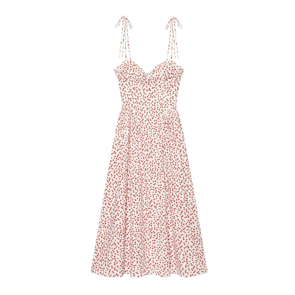 Women's printed poplin suspender dress