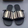 Women's new metal buckle round head flat sandals and slippers