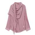 Women's scarf collar design asymmetrical shirt