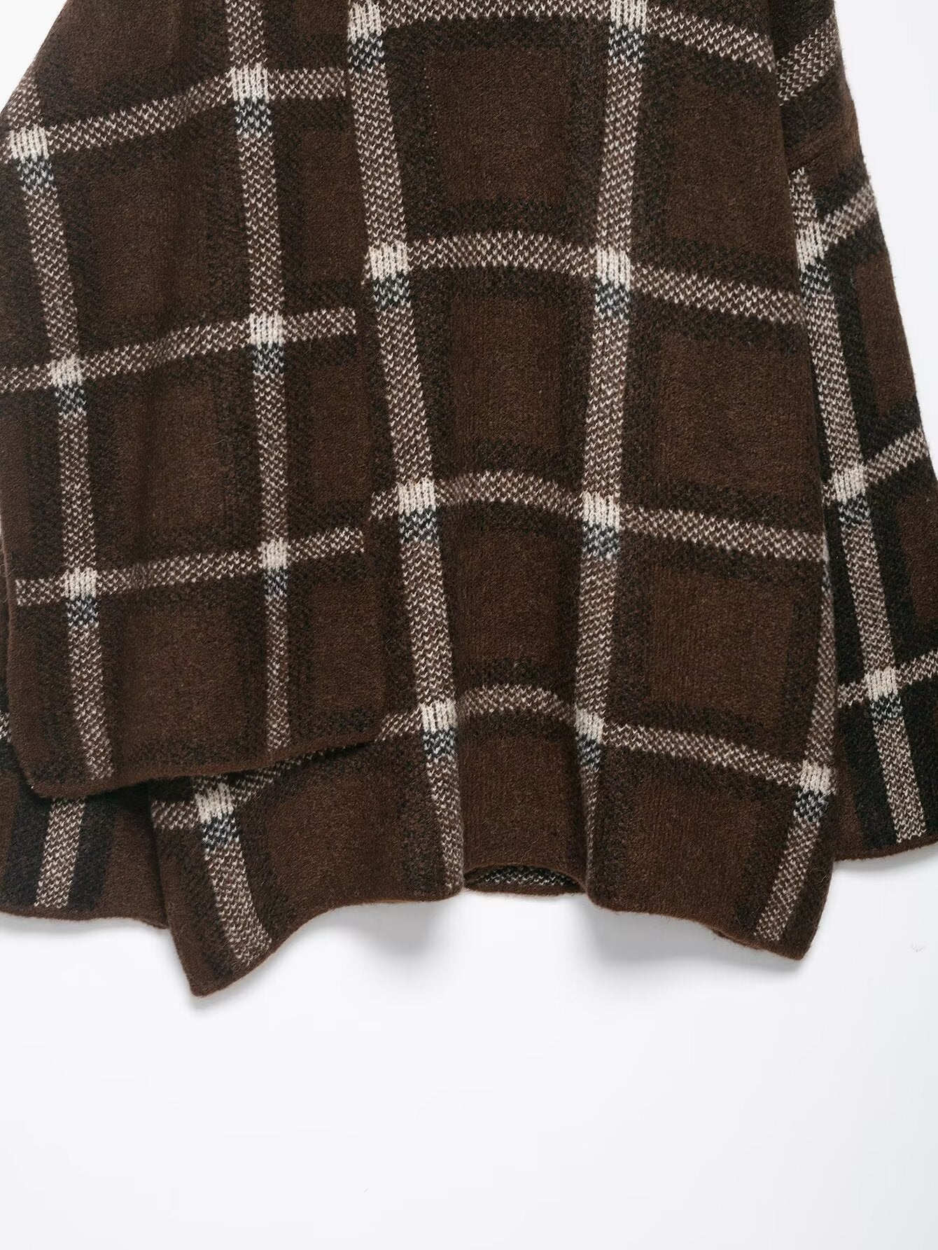 Women's new scarf decoration loose warm plaid knitted Coat