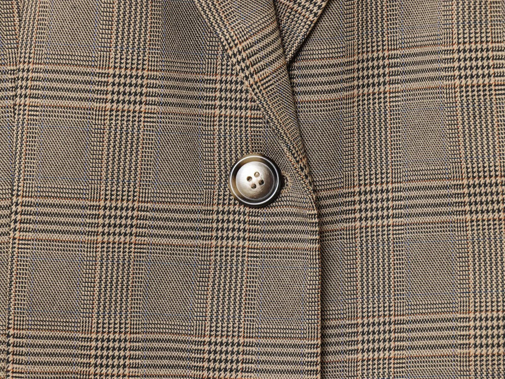 Women's new fashion loose single breasted linen blended plaid suit jacket