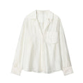 Women's new fashion embroidered pocket decoration long sleeved shirt