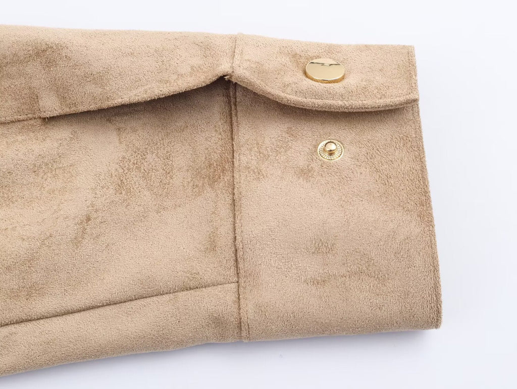 Women's new fashion anti suede effect stand collar jacket Coat