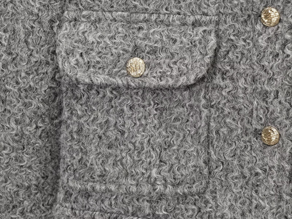 Women's O Neck single breasted woolen jacket Coat