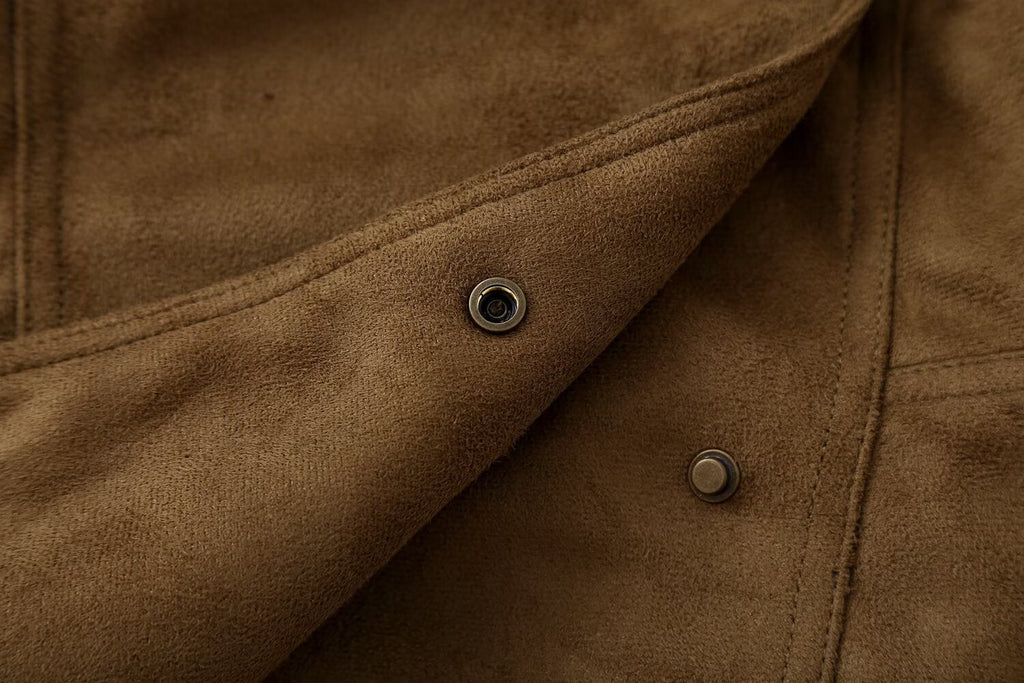 Women's with belt suede texture effect jacket Coat