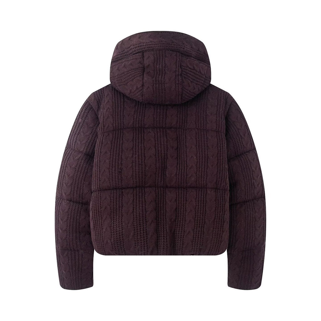 Women's winter thick eight strand knitted hooded jacket Coat