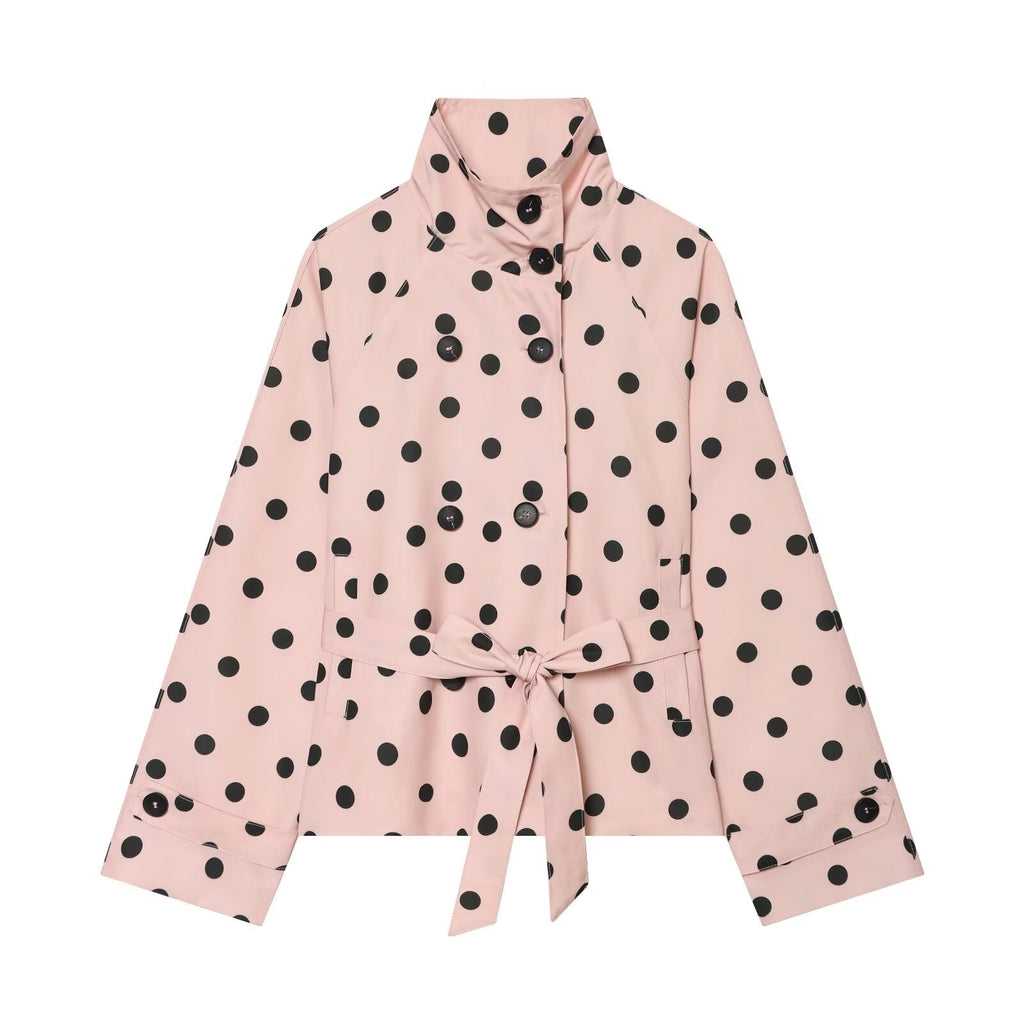 Women's standing collar polka dot windbreaker Coat