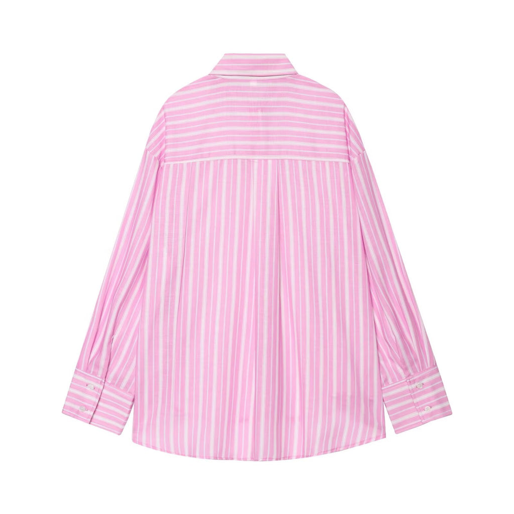 Women's new fashion loose long sleeved striped shirt+Shorts suit