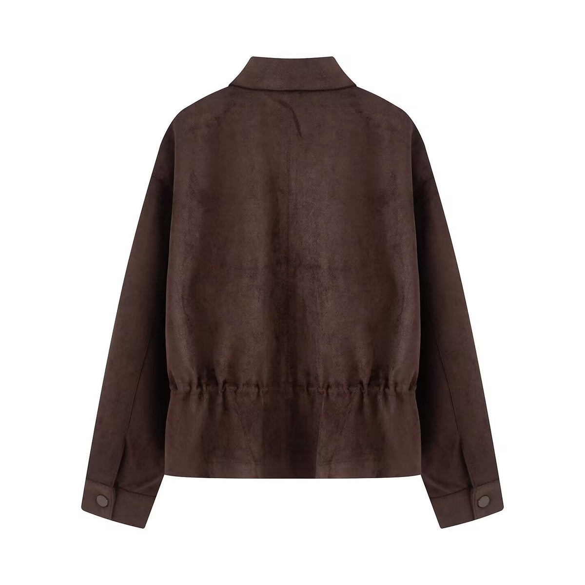 Women's suede textured waist cinched retro jacket