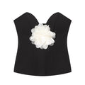 Women's contrasting flower decoration strapless top