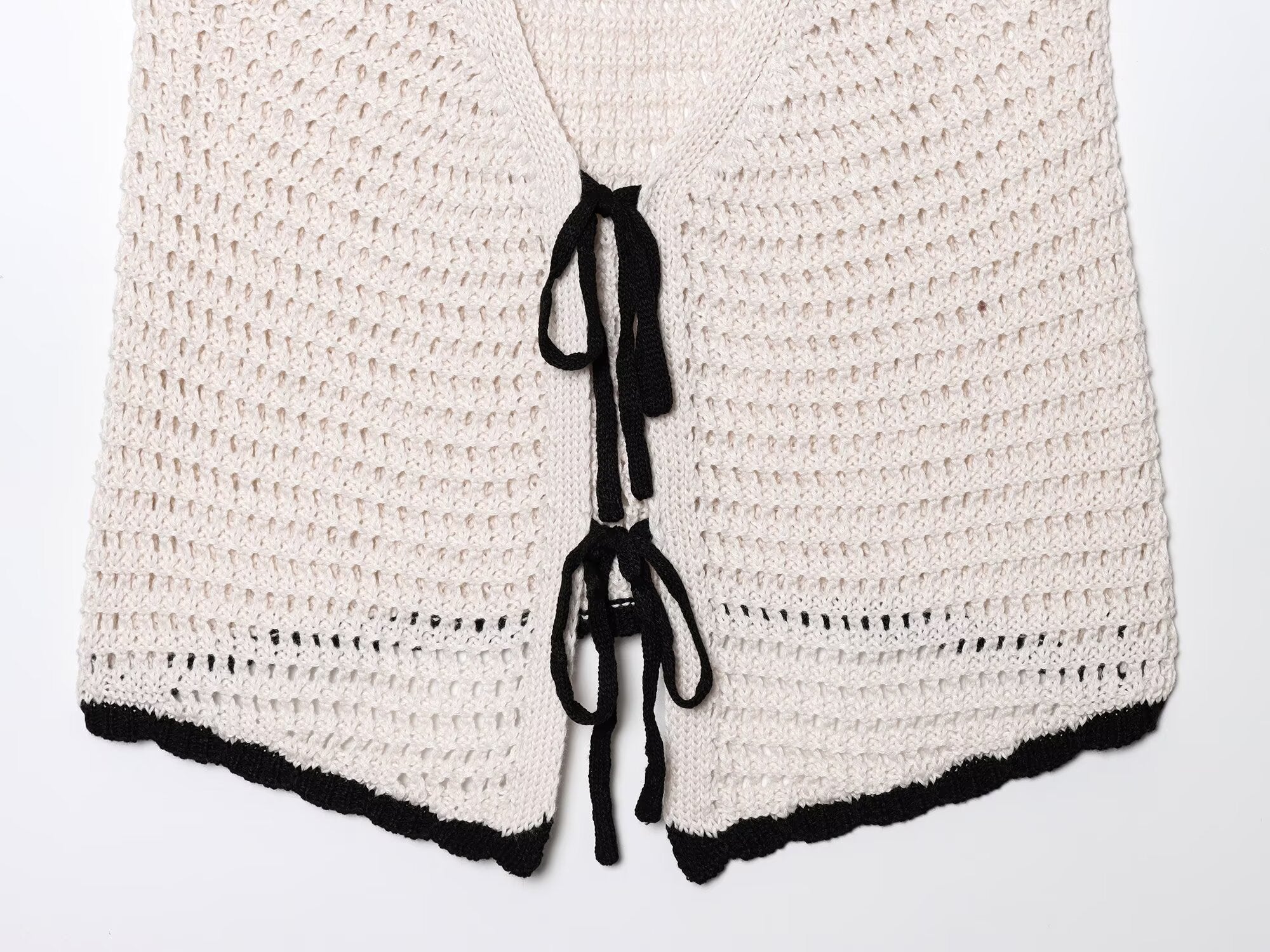 Women's new fashion bow Lace up decoration Slim crochet suspender top