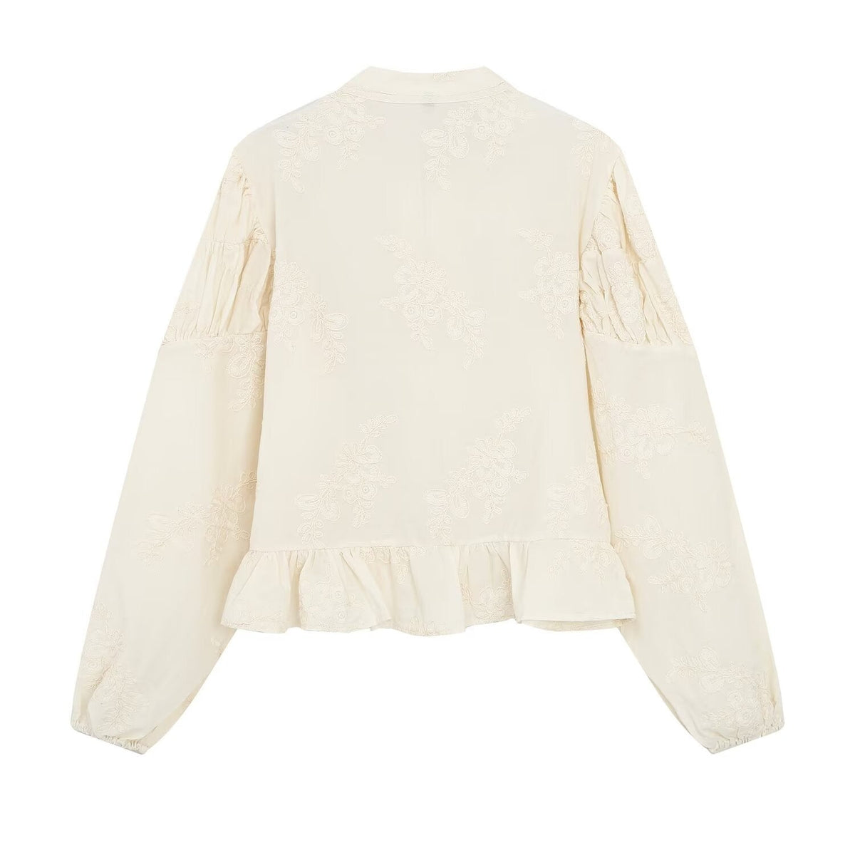 Women's rope knot button pleated embroidered shirt