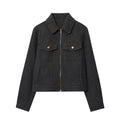 Women's new fashion long sleeved soft textured zipper jacket Coat