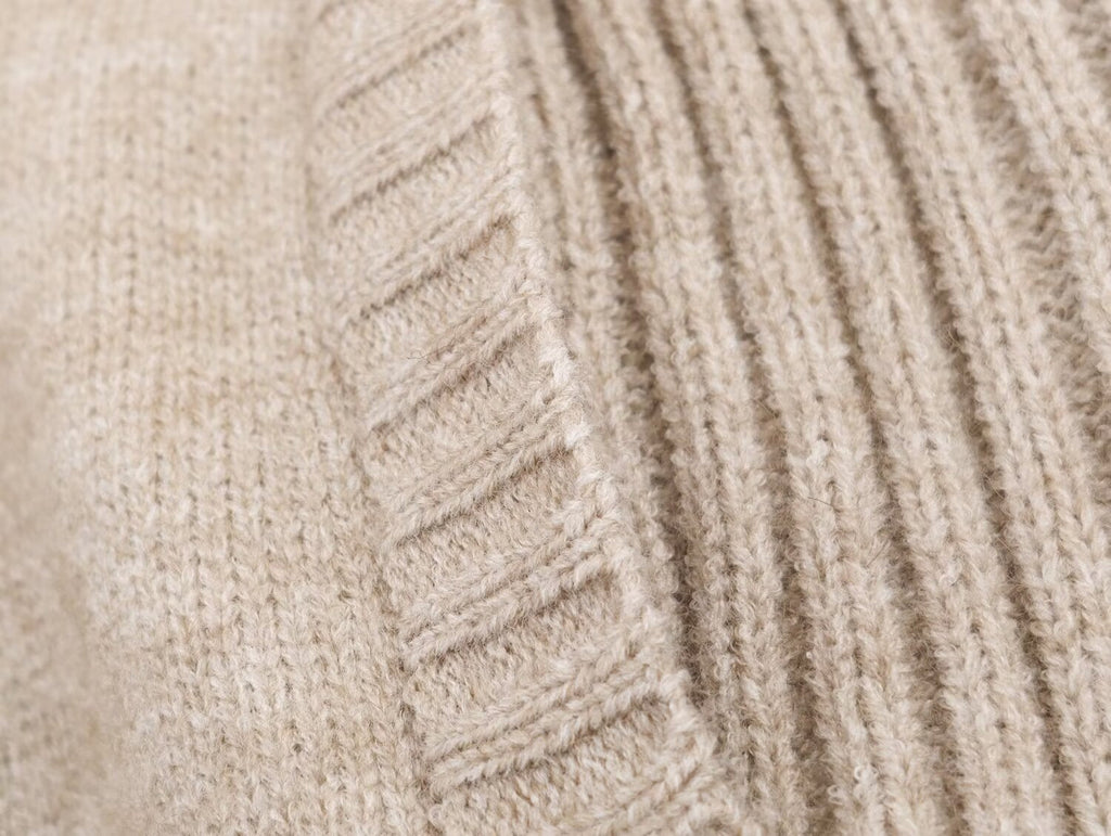 Women's new fashion ribbed trimmed loose knitted Coat