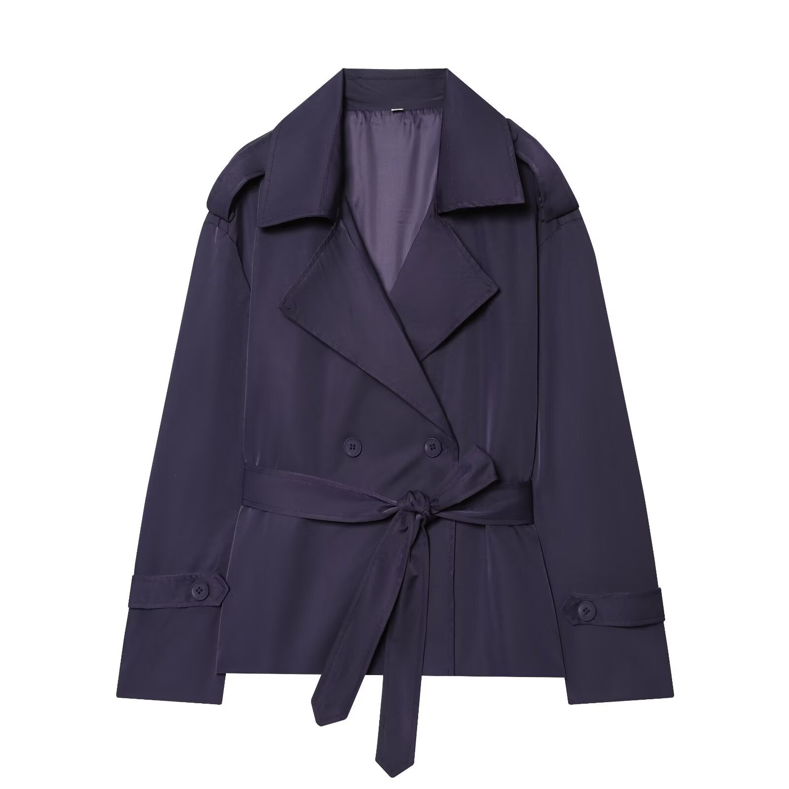 Women's with Belt short double breasted windbreaker Coat