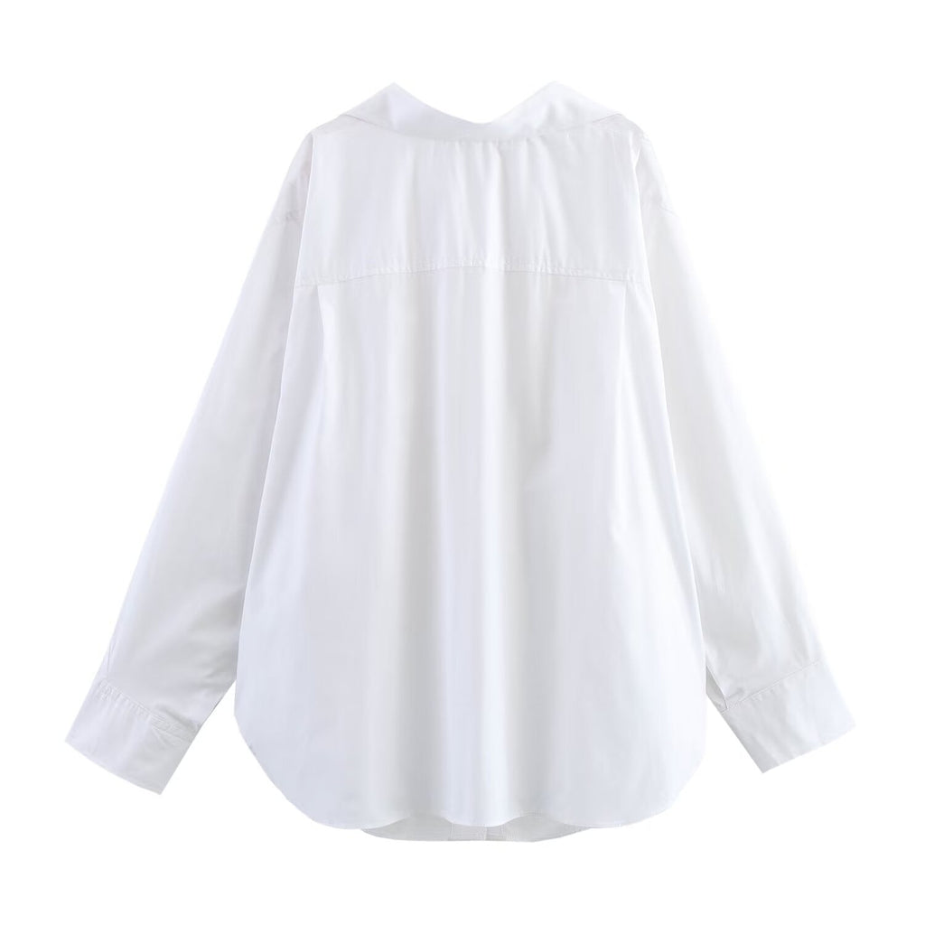 Women's 2025 new fashion pleated decoration loose single breasted striped shirt retro long sleeved pocket women's shirt chic top