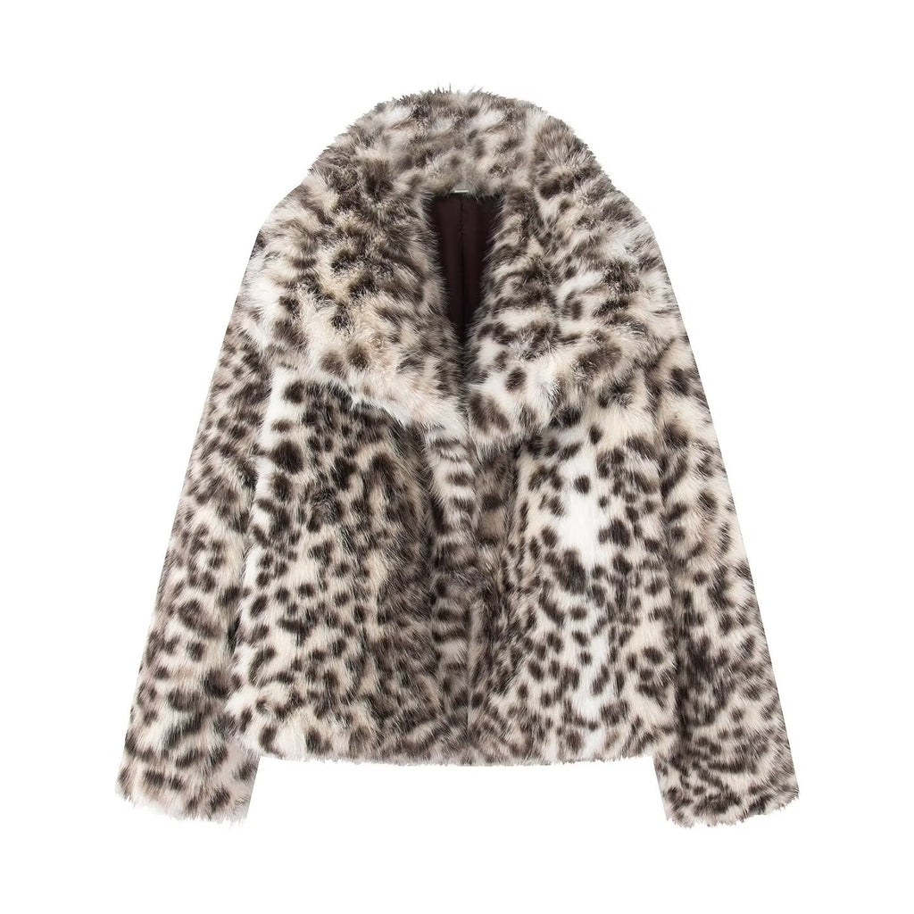 Women's new animal striped faux fur effect jacket Coat