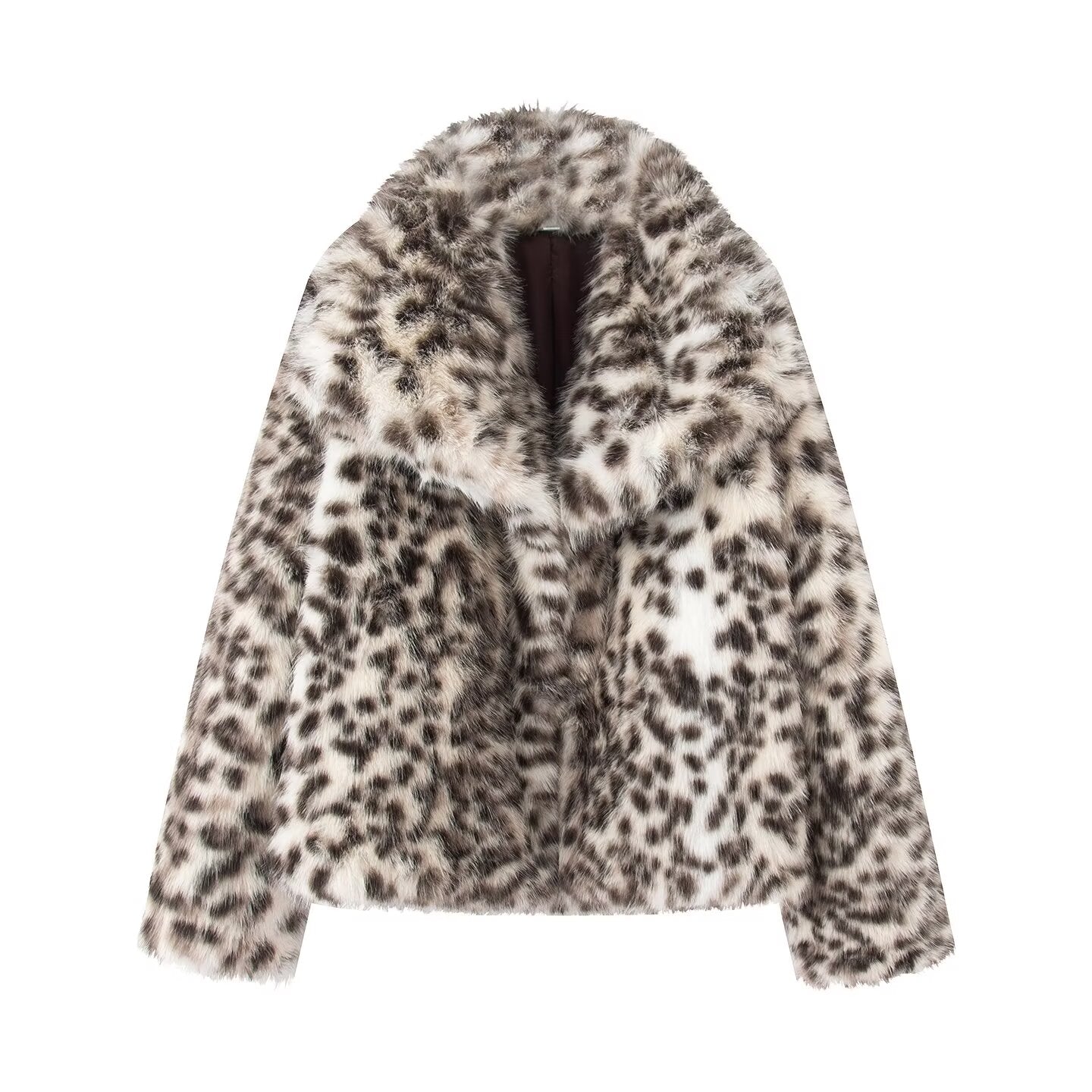 Women's new animal striped faux fur effect jacket Coat