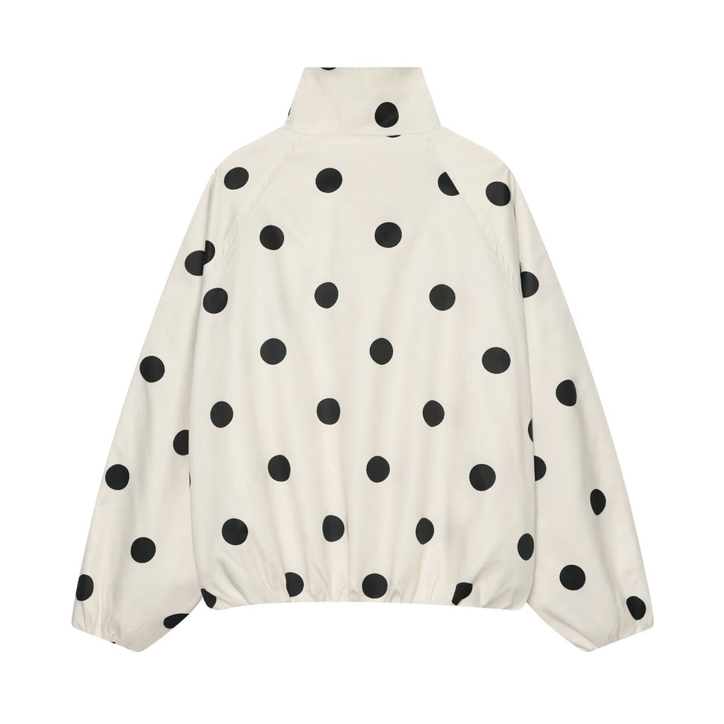 Women's standing collar polka dot pilot jacket Coat
