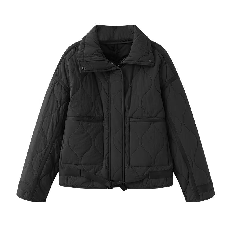 Women's winter loose lace up cotton jacket Coat