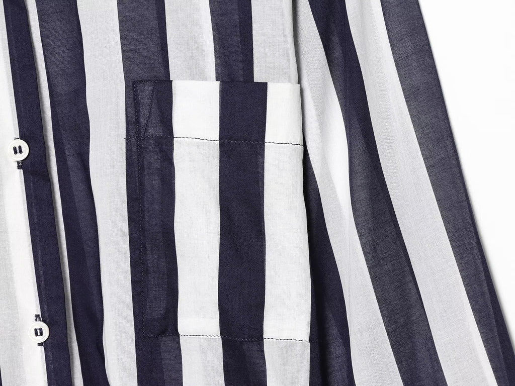 Women's With Belt Long Style Striped Shirt