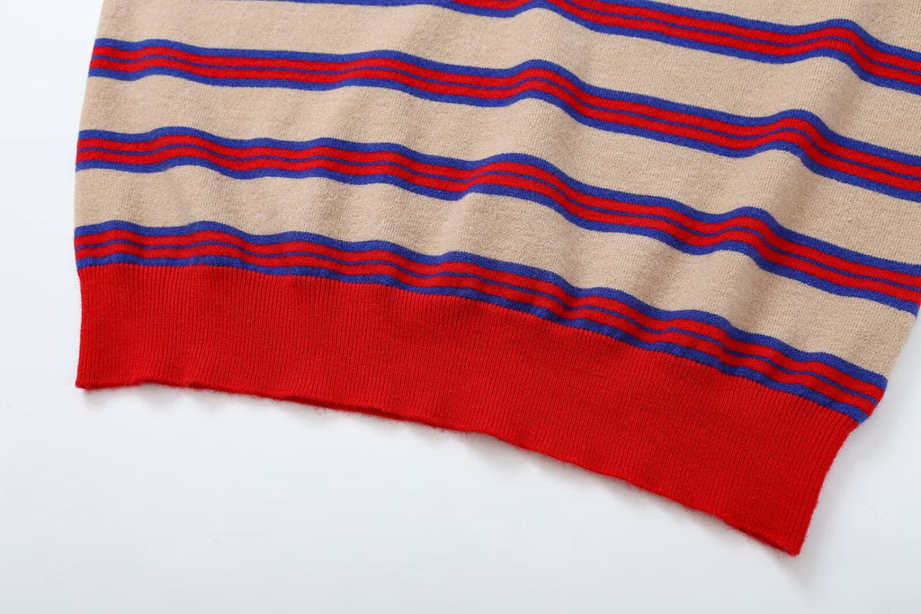 Women's soft striped wool blend knit sweater