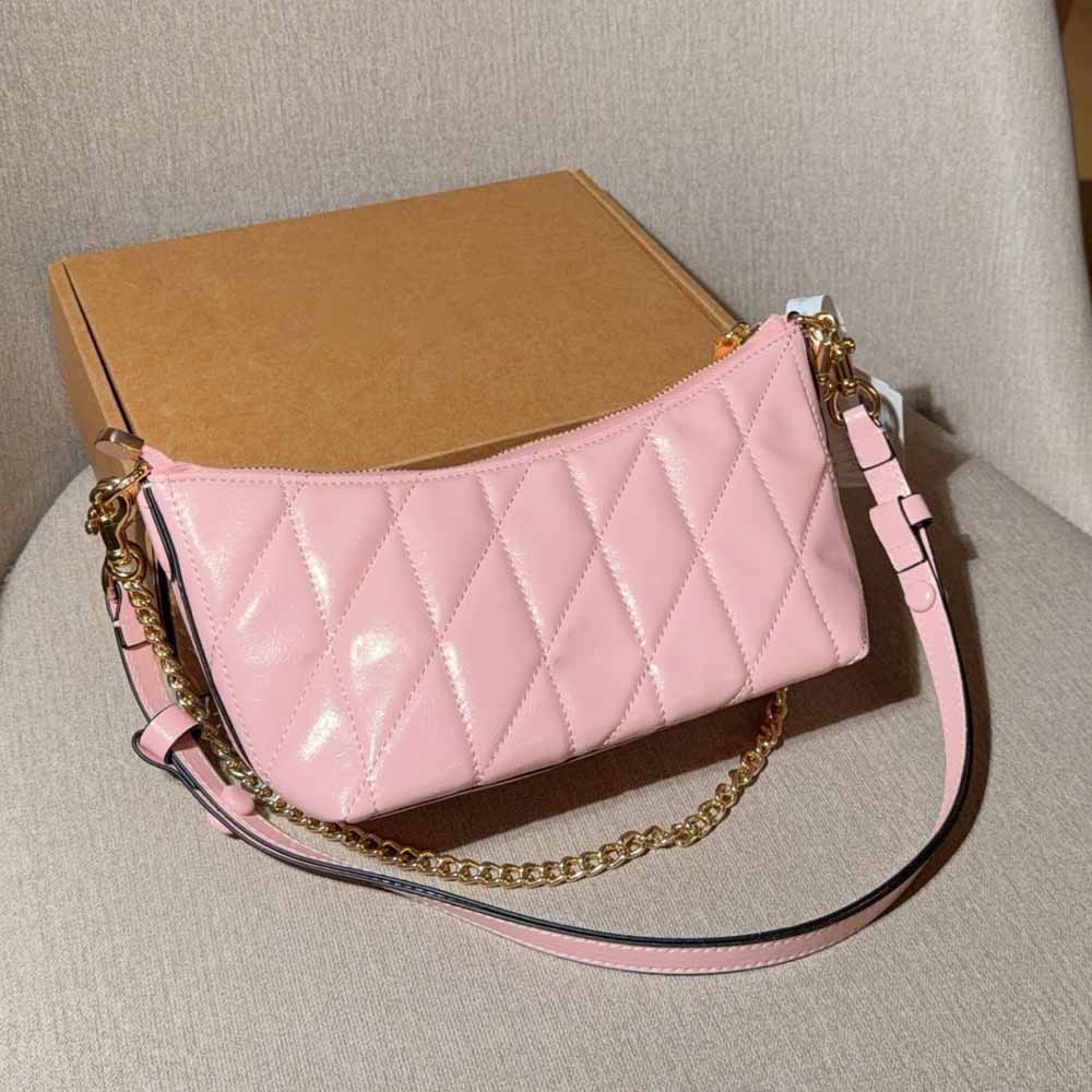 Women's new waxed leather chain underarm bag