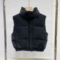 Women's short standing collar sleeveless cotton vest