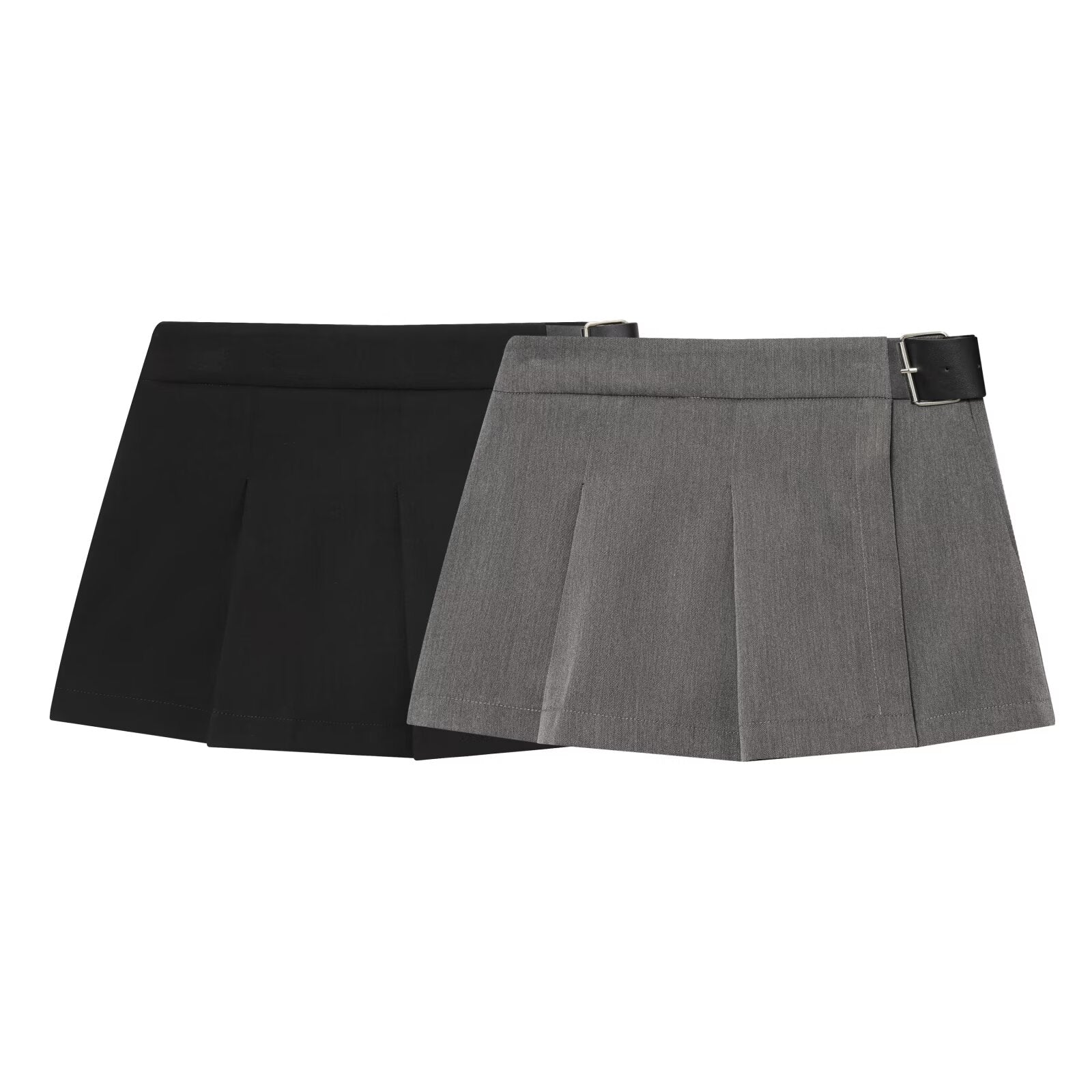 Women's new fashion belt decoration wide pleated Shorts Skirts