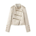 Women's standing collar short jacquard jacket