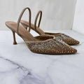 Women's New Fashion Joker Bright Water Diamond Mesh Fashion Temperament with High Heels.