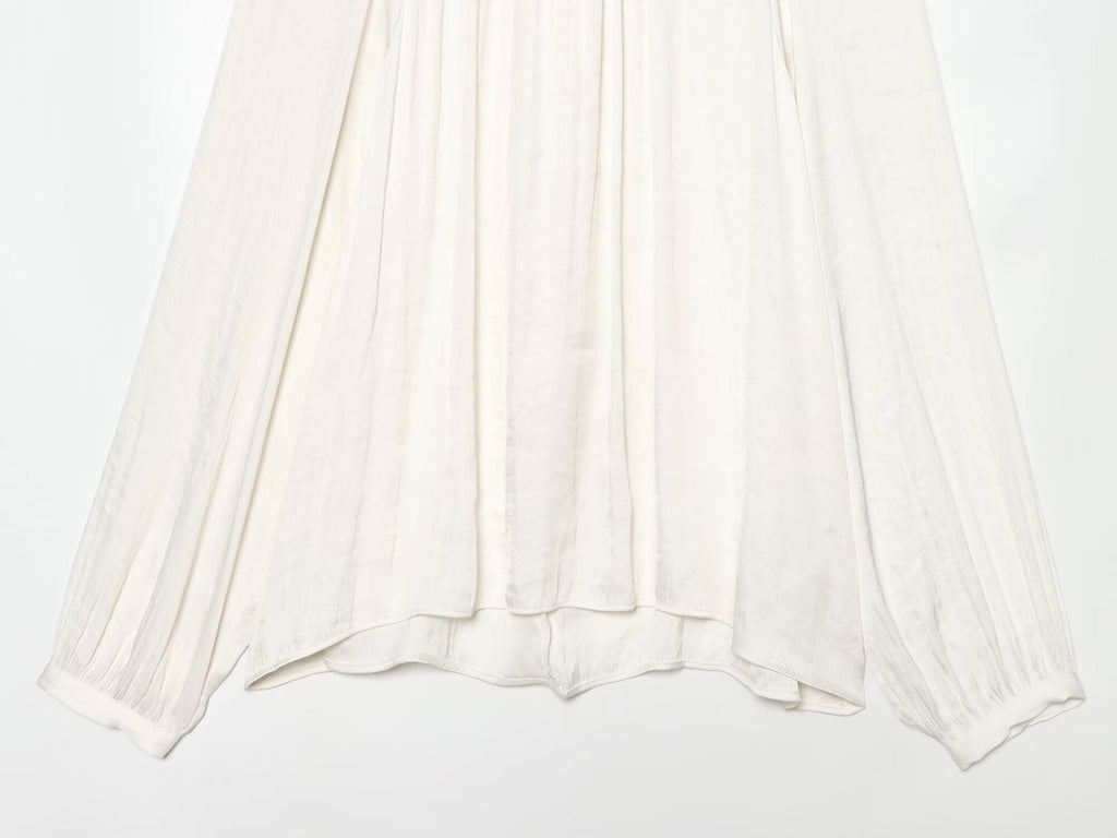 Women's bow decoration casual draped shirt