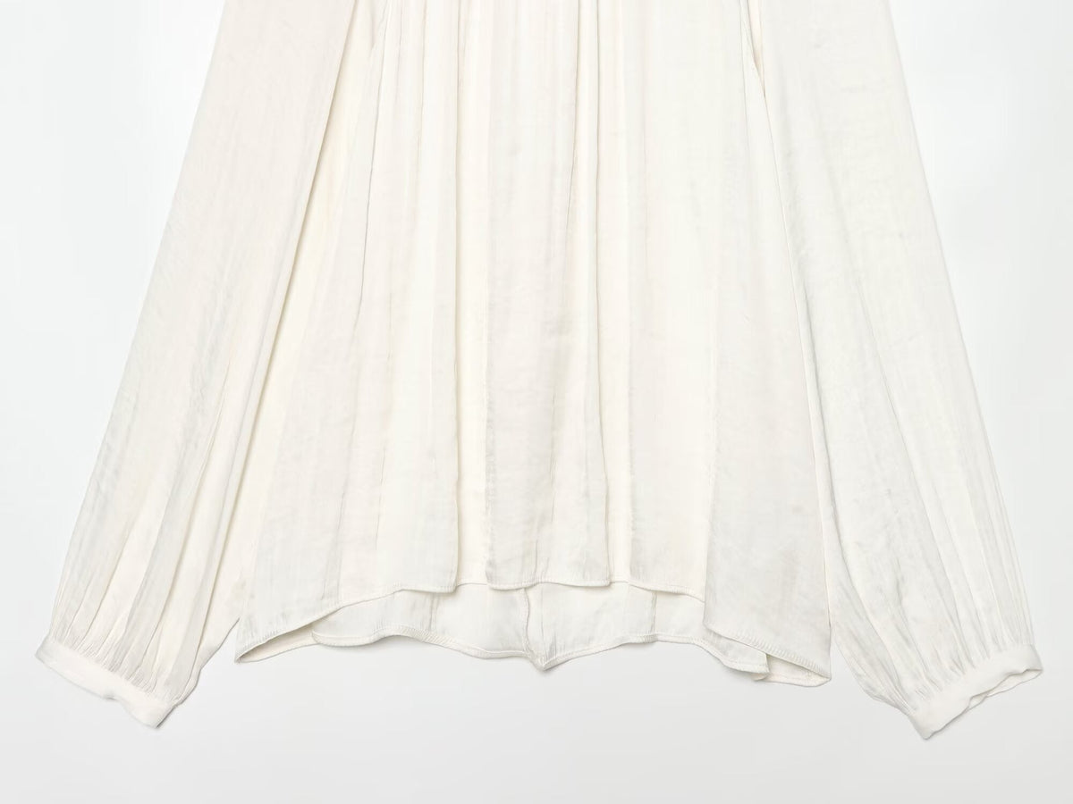 Women's bow decoration casual draped shirt