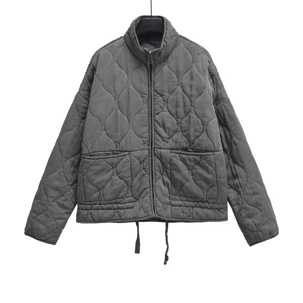 Women's loose standing collar warm cotton Coat