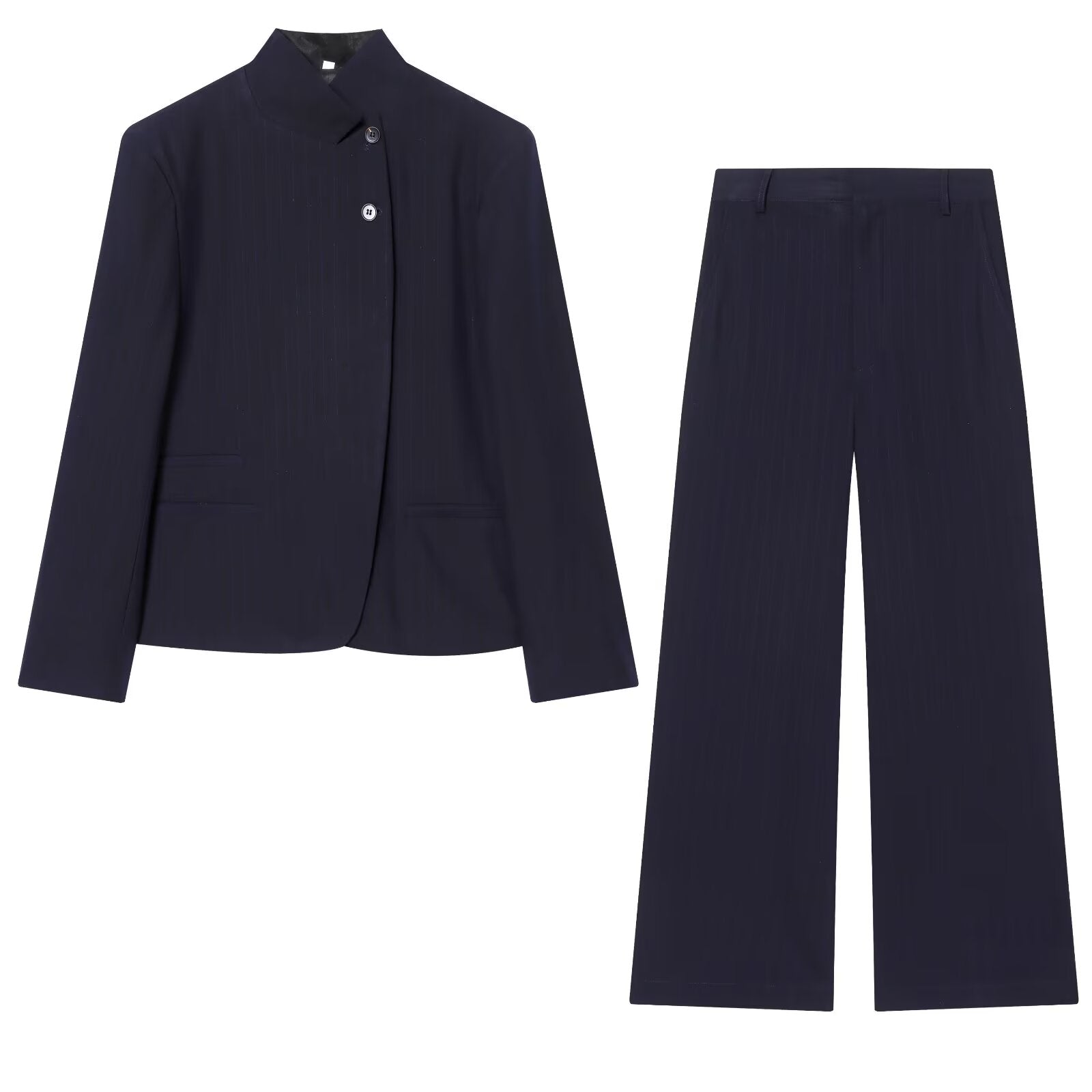 Women's high neck slim striped Blazer Coat+Pants