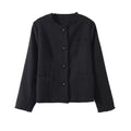 Women's new fashion short single breasted O Neck wool blend Coat