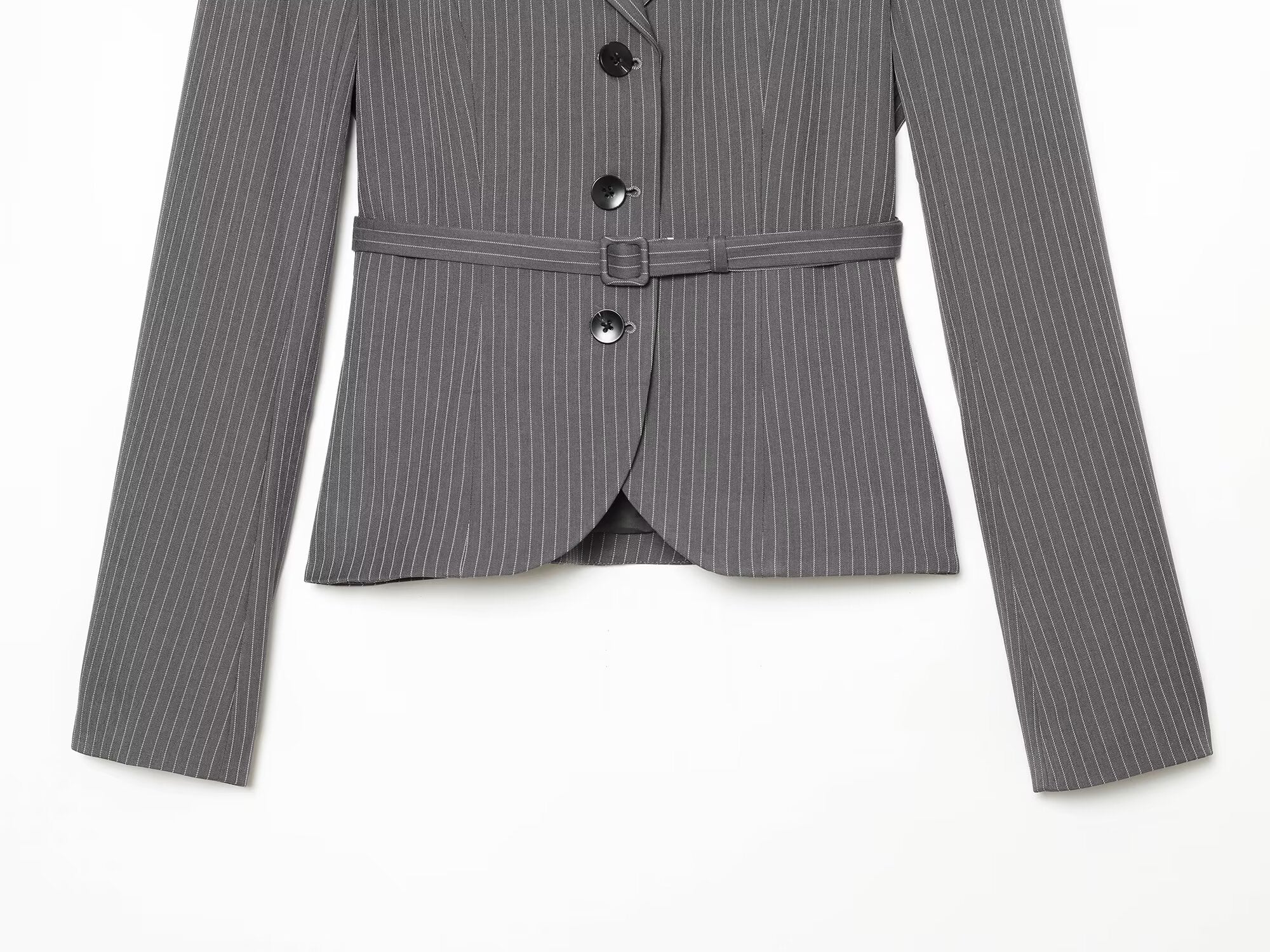 Women's with Belt striped lapel Blazer Coat