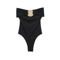 Ladies' new fashion pleated decoration tight strapless swimsuit retro sleeveless backless women's swimsuit