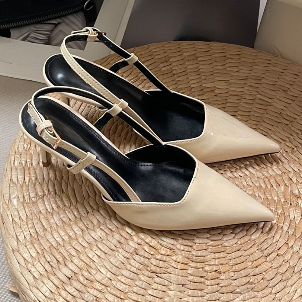 Women's new metal letter pointed high heels