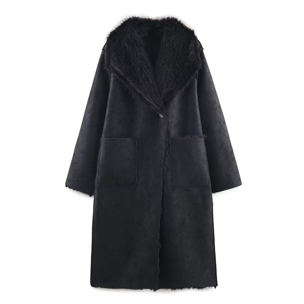 Women's double-sided wear faux fur effect Lapel Coat