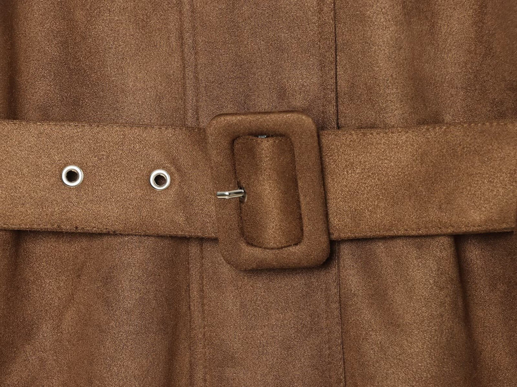 Women's with belt suede leather texture jacket Coat