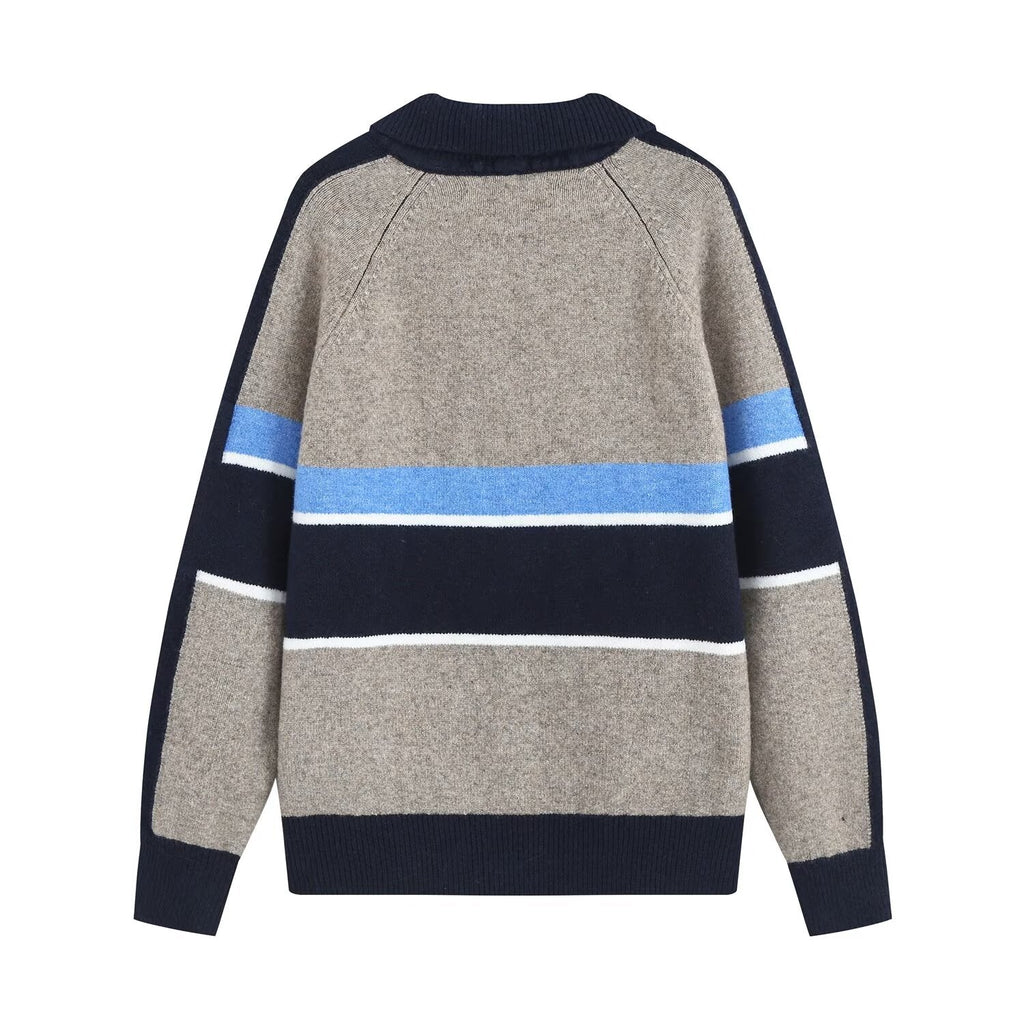 Women's striped knitted polo shirt Coat