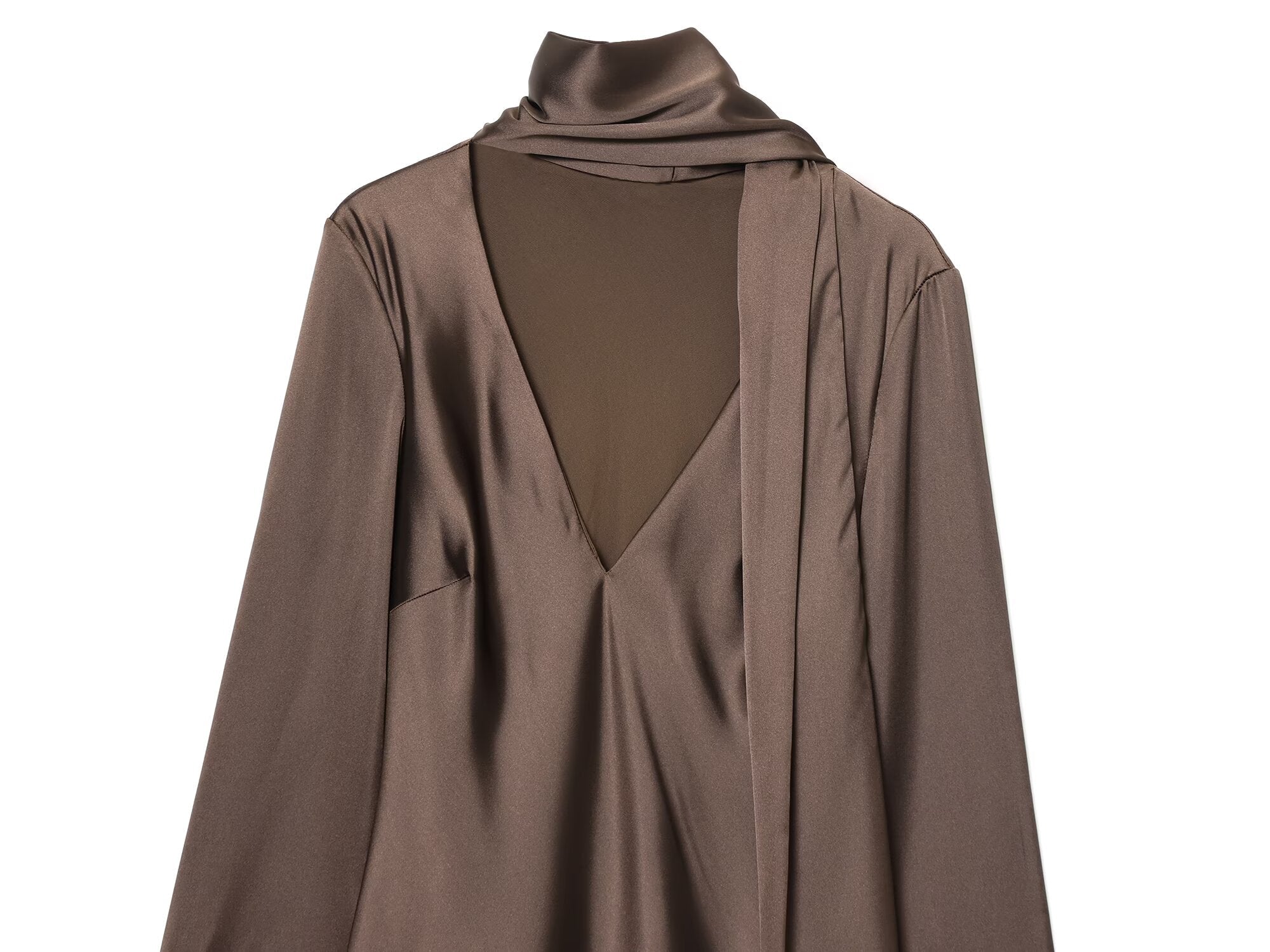 Women's new scarf decoration satin texture mini dress