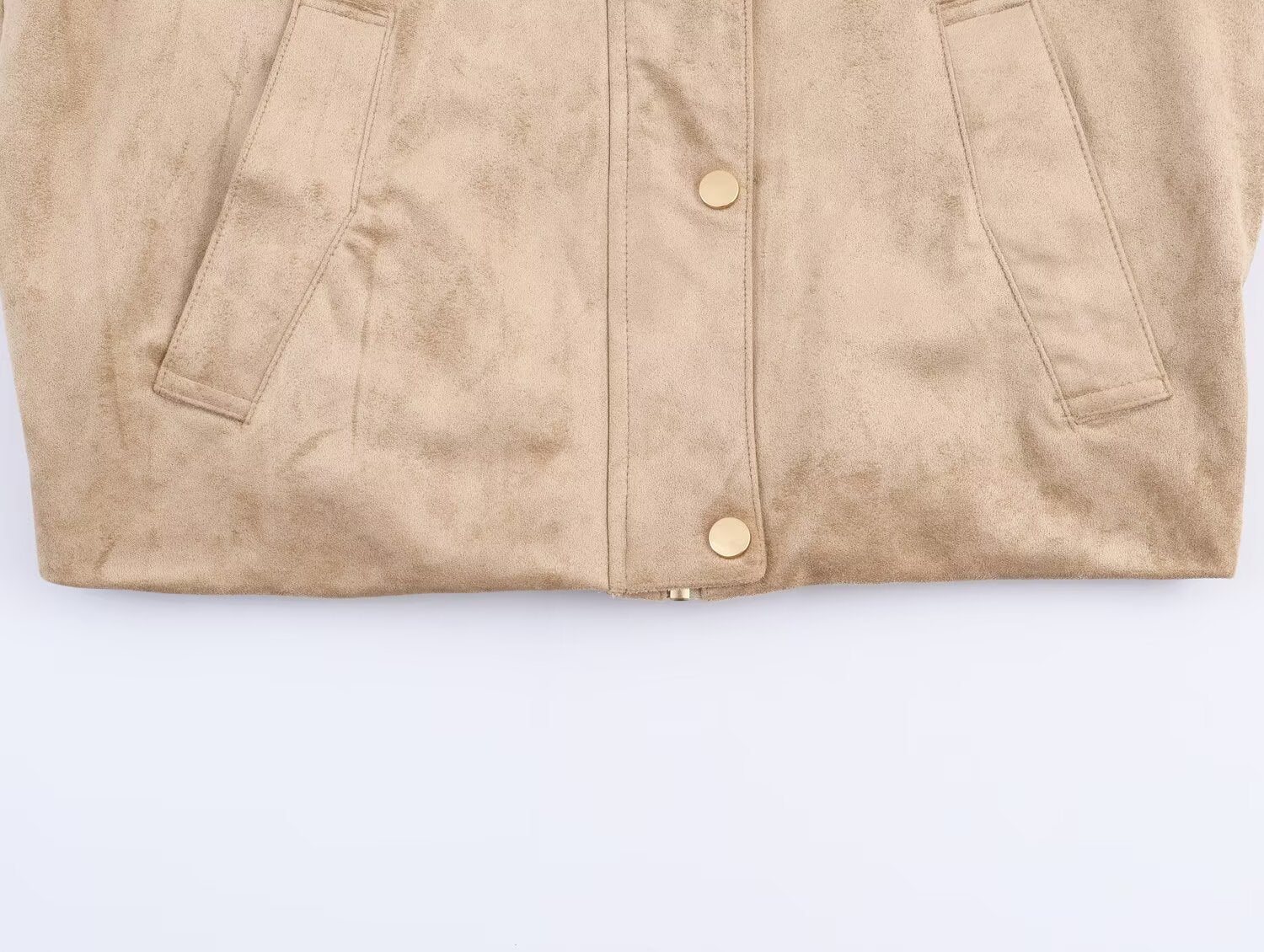 Women's new fashion anti suede effect stand collar jacket Coat