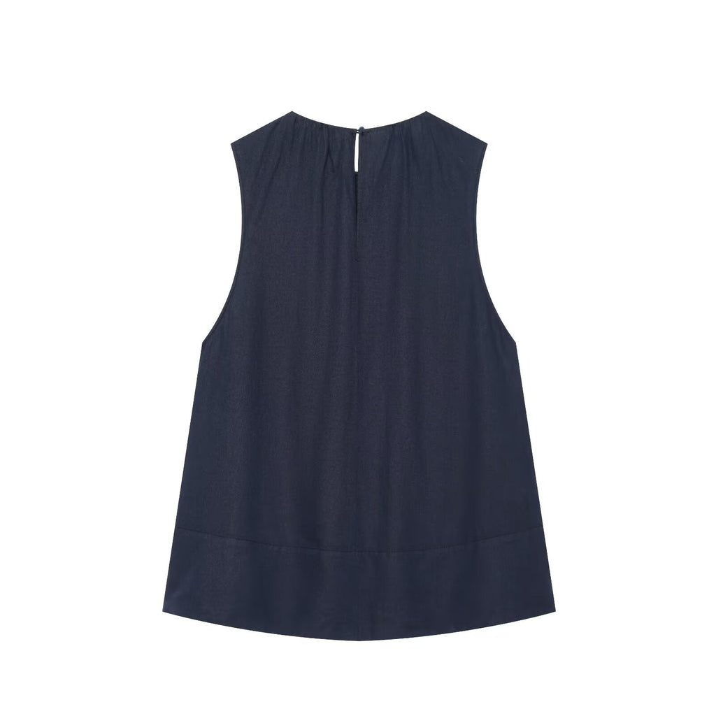 Women's sleeveless linen blend top