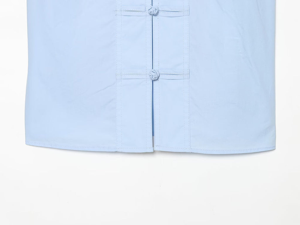 Women's rope knot decorative poplin shirt