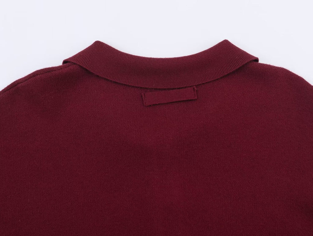Women's loose versatile polo shirt collar knit sweater